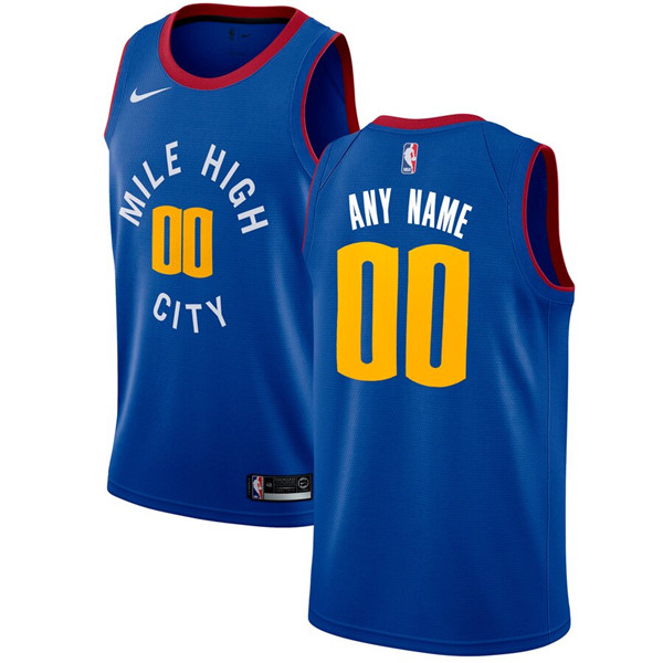 Men's Denver Nuggets Active Player Blue Custom Stitched NBA Jersey